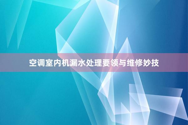 空调室内机漏水处理要领与维修妙技