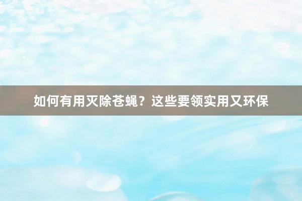 如何有用灭除苍蝇？这些要领实用又环保